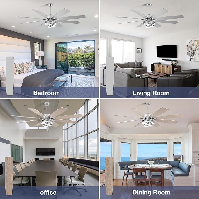 Bella Depot 72 Inch Large Ceiling Fan with Light, Modern Chandelier Fan with Remote APP Control, 6-Speed, Dimmable, Reversible, Timing Option - Ideal for Bedroom Living Room, Garage, and Covered Patio