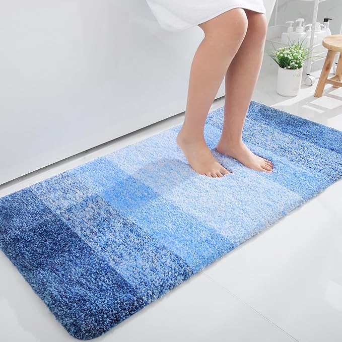 OLANLY Large Bathroom Rugs Mat 45x27, Extra Soft Absorbent Microfiber Bath Rugs, Rubber Backing, Quick Dry, Washable Bath Mats for Bathroom, Tub and Shower, Home Decor Accessories, Light Royal Blue