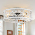 Caged Ceiling Fan with Lights and Remote 19.5" Flush Mount Ceiling Fan with Lights Bladeless Ceiling Fan with 3 Timing for Bedroom, Dining Room Living Room