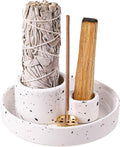 Ceramic Incense Holder, Palo Santo and Sage Holder, Vertical Stick Incense Burner, Inscents Ash Catcher for Spa Yoga Meditation Home Decor, Modern Minimalist White