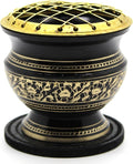 Govinda® -Tall Decorated Brass Charcoal Screen Incense Burner