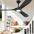 Black 72 Inch Ceiling Fan with Light and Remote, Large Modern Outdoor Ceiling Fans with Lights 3 Blade Propeller High CFM Wet Rated Exterior Fan for Patios Indoor Bedroom Living Room Gazebo