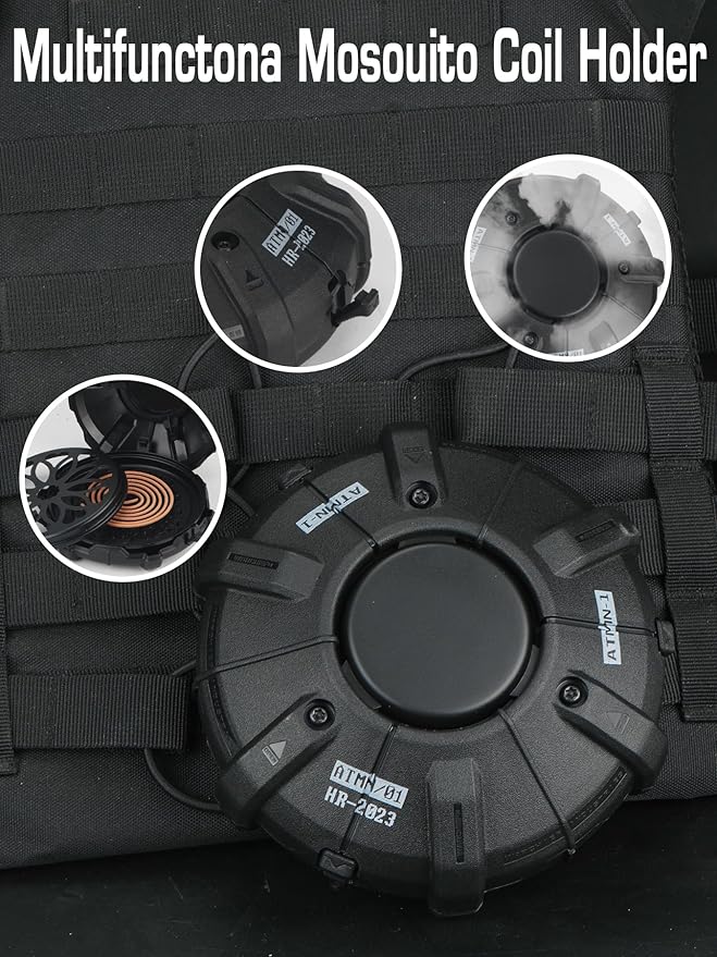 Mosquito Coil Holder - Incense Burner Holder,Mosquito Coil Burner Camping/CS Game Tactical Gear,Compact Incense Holder Outdoor(BK)