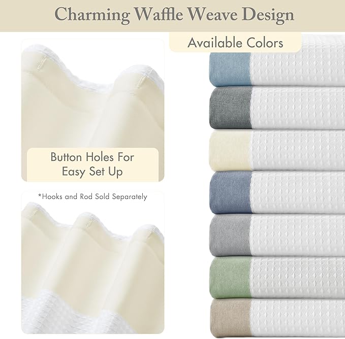 Madison Park Shower Curtain Spa Waffle Weave Long Shower Curtain for Bathroom 3M Scotchgard Moisture Management, Spa Quality Modern Shower Curtains for Bathroom, Long: 72x78 Cream