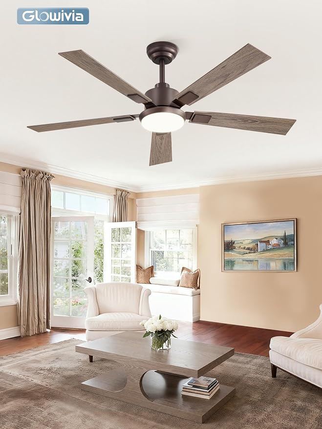 52 Inch Ceiling Fans with Lights and Remote&APP Control, Bronze Smart Ceiling Fan with 3000-6000K Dimmable, 6 Speeds Quiet Reversible Motor, Indoor/Outdoor Ceiling Fan for Bedroom Living Room