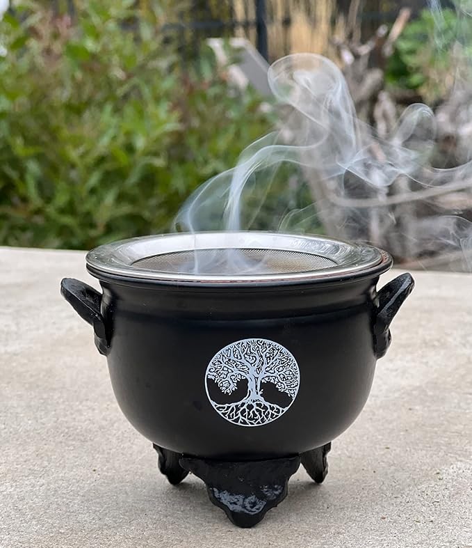 Large Metal Charcoal Incense Burner (Tree of Life)
