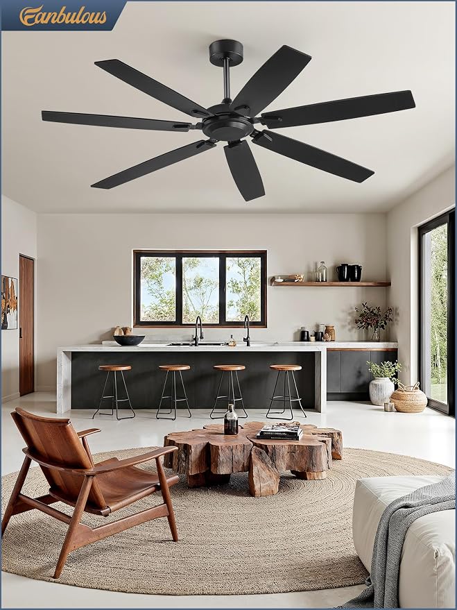 Fanbulous 62 Inch Ceiling Fan No Light, 6-Speed Quiet DC Motor with Remote | Durable Metal Housing, Whisper-Quiet DC Motor, Powerful 62" Airflow, 6-Speed Remote, Reversible, Timer, Indoor/Outdoor