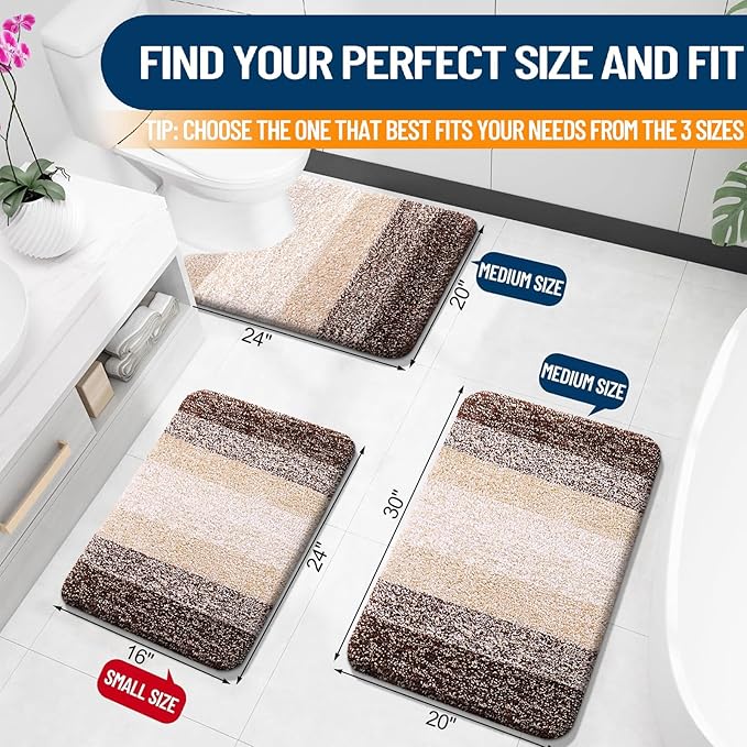 OLANLY Bathroom Runner Rugs Mat 44x20, Extra Soft Absorbent Microfiber Bath Rugs, Rubber Backing, Quick Dry, Washable Long Bath Mats for Bathroom Floor, Tub and Shower, Home Decor Accessories, Brown