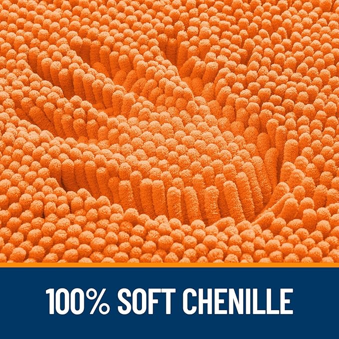 OLANLY Bathroom Runner Rugs 44x24, Extra Soft Absorbent Chenille Bath Rugs, Rubber Backing Quick Dry, Machine Washable Long Bath Mats for Bathroom Floor, Tub and Shower, Home Decor Accessories, Orange