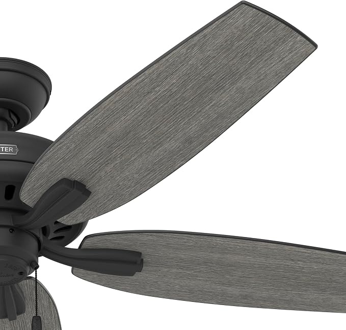 Hunter Newsome, Indoor, Ceiling Fan, No Light, Quiet, 52 inch, Matte Black