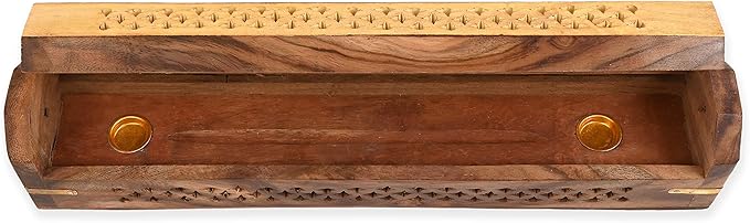 Incense Garden - Incense Stick Holder - Coffin Style - Wood Incense Stick Burner - Handcarved (Two Tone) (Pack of 2)
