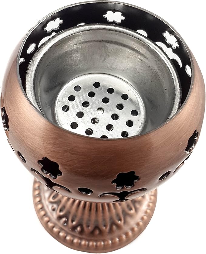 Nazareth Store Incense Burner Charcoal Polished Brass Censer Christian Church Incense Holder Incense Cones Cross 7.9" Aromatherapy Fragrance Ornament (Bronze)