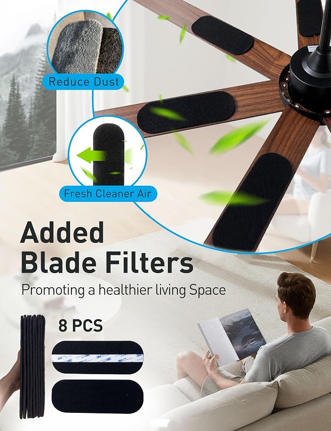Minislak 72" Black Smart Ceiling Fan with Light and Remote via WIFI Alexa APP Control,6 Speed Quiet DC Motor,Dimmable,Indoor Outdoor Ceiling Fans for Patios or Bedroom,Living room