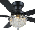 GJeg Crystal Ceiling Fan Fandelier with Lights-Ceiling Fans with Remote Control,Modern Ceiling Fan with Noiseless DC Reversible Motor,Dining Room,Living Room(52" Black)
