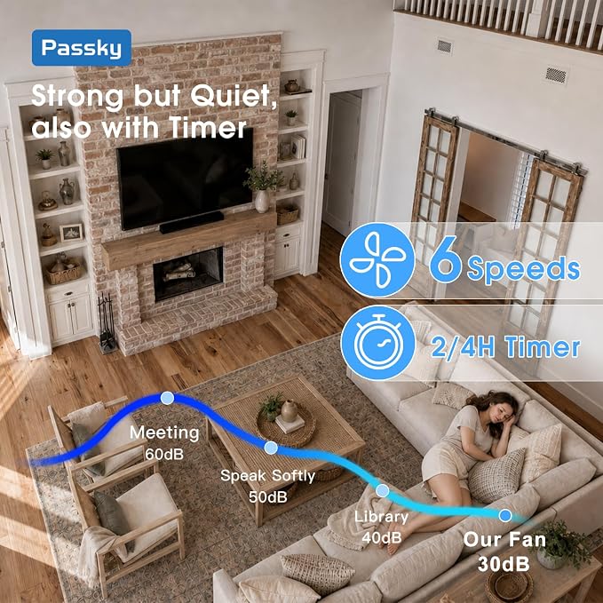 Passky Ceiling Fans with Lights, 72 inch Black Ceiling fan with Light and Remote Control, Reversible, Dimmable, 3CCT, Quiet, Caged Ceiling Fan for Farmhouse, Bedroom, Living Room, Indoor/Outdoor Use