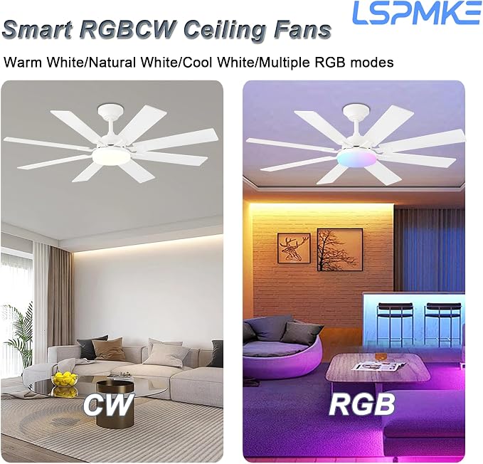 Ceiling Fan With Light & Remote Indoor/Outdoor Use 52 Inch White | Reversible DC Motor,3CCT, Dimmable, Timer, Noiseless,Ceiling Fan for Bedroom Living Room