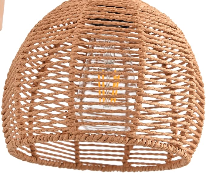 Plug in Wall Sconce,Farmhouse Wicker Wall Lamp Plug in,Hand Woven Rattan Wall Light Farmhouse Rustic Boho Sconces Wall Lighting for Living Room Bedroom