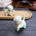Cute Ceramic Cat Incense Stick Holder, Incense Burner Set, Large Beechwood Ash Catcher Copper Incense Stand Incense Sticks Brush, Meditation Yoga Massage Work Read Home Decor (A, B-Green)
