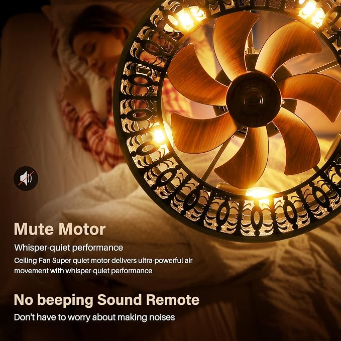 Industrial Caged Ceiling Fans with Lights, Small Black Ceiling Fan with Light And Remote, Farmhouse Ceiling Fan Light for Living Room, Bedroom, Kitchen