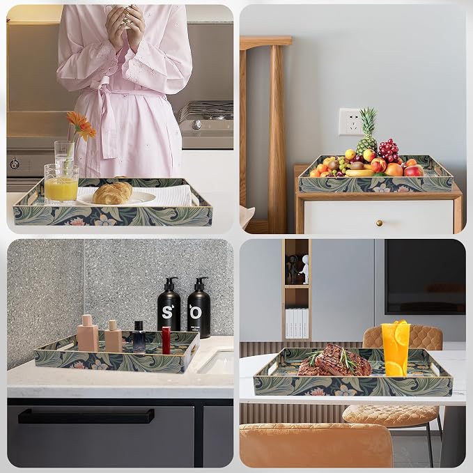 AGIOTA Coffee Table Trays for Living Room Serving Tray with Handles, Modern Large Tray for Ottoman Coffee Table