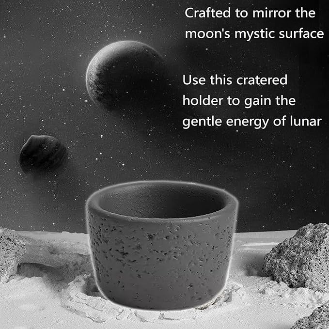 Multiple Function Incense Burner for Burning Palo Santo,Sage, Handcrafted Moon Surface Concrete Burner,Brass Incense Sticks & Cones Holder Steel Ash Catcher Yoga Meditation Gift Home Decor