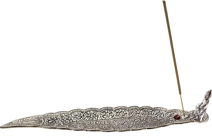 Buddha Incense Holder for Incense Sticks, Cones - 12" Ornate Leaf Ash Catcher for Spiritual Home Decor, Meditation Room Decor, Spiritual Gifts - Alternative Imagination