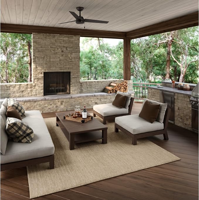 Hunter Cassius, Outdoor or Indoor, Ceiling Fan, 52 inch, New Bronze | No Light, Standard Mount, Pull Chain, 3 Blades, For Living Room, Patio, Porch, Garage, 59261
