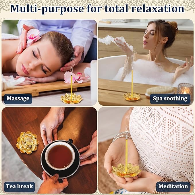 LemonRoad 80 Sets Indian Return Gifts for Pooja Bulk, Diwali Gifts Bulk, Lotus Incense Holder, Gold Double Layer Design with Organza Bags and Thank You Cards, Ideal for Festivals, Yoga and Spa