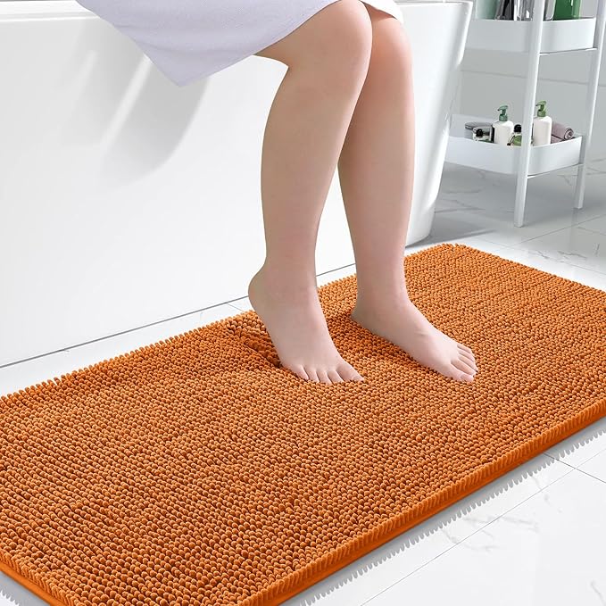 OLANLY Bathroom Runner Rugs 47x24, Extra Soft Absorbent Chenille Bath Rugs, Rubber Backing Quick Dry, Machine Washable Long Bath Mats for Bathroom Floor, Tub and Shower, Home Decor Accessories, Clay
