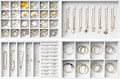 Velvet Jewelry Drawer Organizer Trays – Large White Stackable Jewelry Storage Inserts Set, 4-Layer Jewelry Tray Set for Earrings, Rings, Necklaces, Bracelets with Removable Dividers for Dresser,Vanity