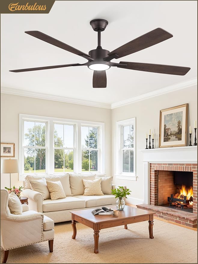 Fanbulous 60 Inch Ceiling Fans with Lights and Remote, Stepless Color Temperature Change & Dimmable 20W LED Ceiling Fan, 6 Speeds Reversible Quiet DC Motor for Bedroom, Living Room, Oil Bronze