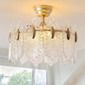20 Inch Gold Crystal Fandelier Ceiling Fan with Light, Mid Century Gold Fandelier Ceiling Fans with Lights Remote Control, French Country Chandelier with 6 Speeds for Bedroom, Nursery, Living Room