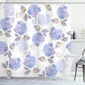 Ambesonne Rose Shower Curtain, Faint Watercolor Swirling Roses Botanical Female Novelty Wonders Art of Mother Earth, Cloth Fabric Bathroom Decor Set with Hooks, 69" W x 70" L, Eggshell Blue