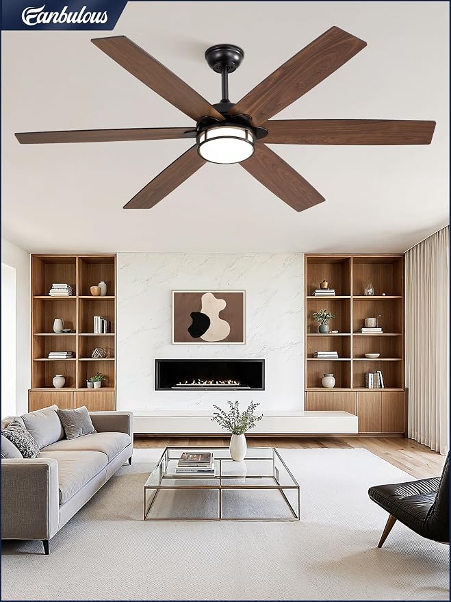 Fanbulous 60 Inch Ceiling Fans with Lights, Farmhouse Large Ceiling Fans with Remote, Black&Brown Modern Ceiling Fan with LED Light, Quiet DC Motor for Living Room, Bedroom, Kitchen, Indoor