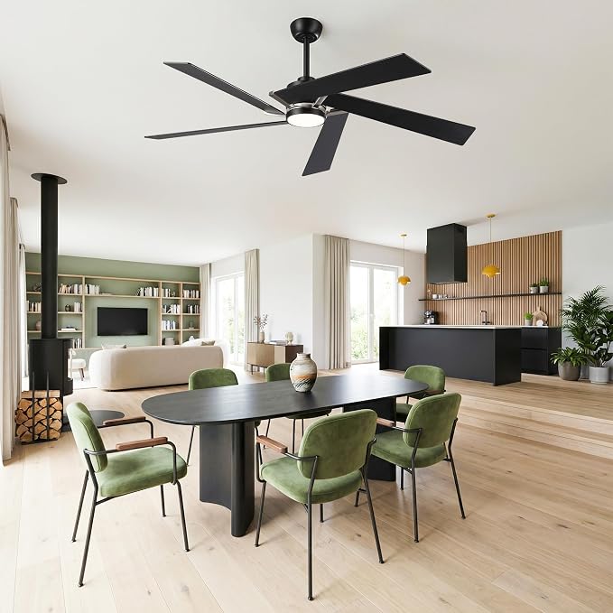 Ceiling Fans with Lights and Remote (Modern Black, 60 inch)
