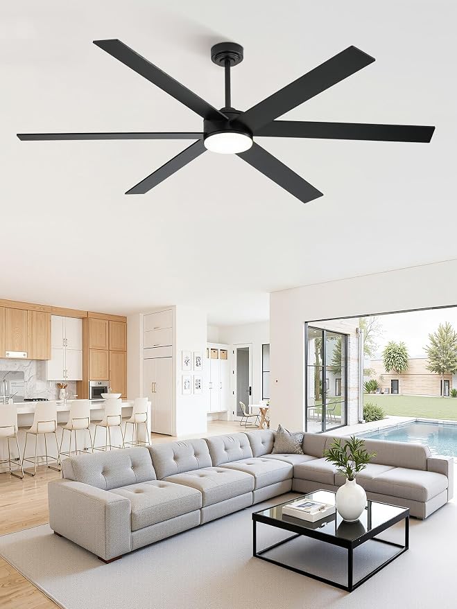Fanbulous 72 Inch Ceiling Fans with Lights and Remote, Reversible 6 Blades & Dimmable 3-Color Outdoor Ceiling Fans for Patios, DC Motor Large Ceiling Fan for Indoor or Covered Outdoor, Black