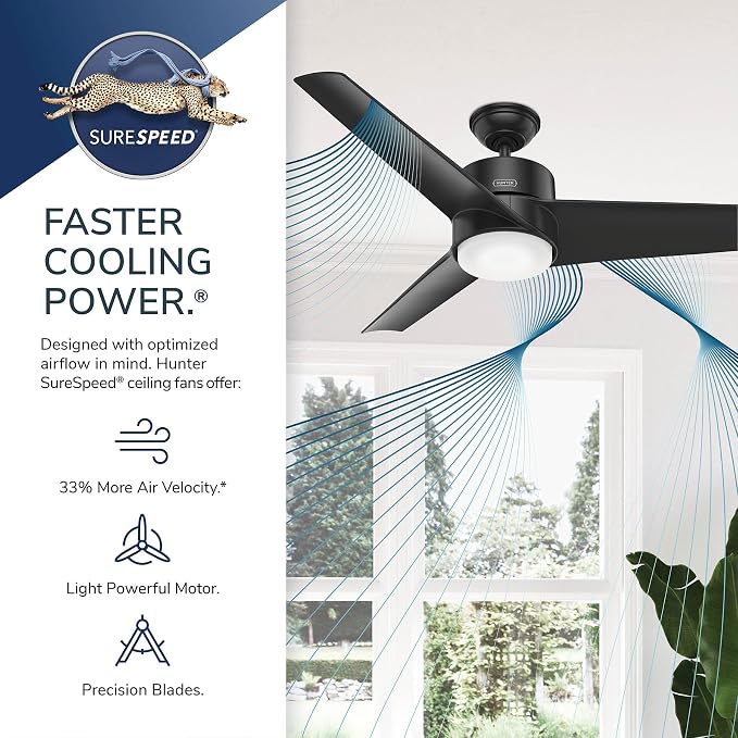 Hunter Havoc, Outdoor or Indoor, Ceiling Fan, Quiet, 54 inch, Fresh White