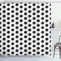 Ambesonne Sports Shower Curtain, Soccer Ball Vivid Pattern Athletic Sport Themed Geometrical Modern Design, Cloth Fabric Bathroom Decor Set with Hooks, 69" W X 75" L, White Grey