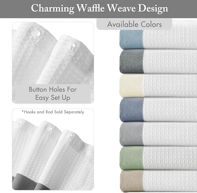 Madison Park Shower Curtain Spa Waffle Weave Stall Shower Curtain for Bathroom 3M Scotchgard Moisture Management, Spa Quality Modern Shower Curtains for Bathroom, Stall: 36x72'' Charcoal