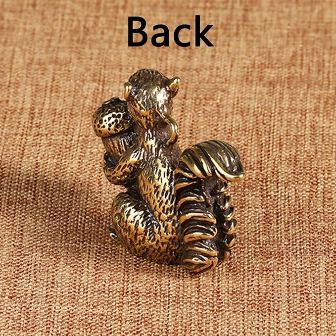 2pcs Brass Squirrel Figurines 1.6x1.2x0.6in Small Incense Holder Brass Animals Decor Antique Bronze Statue Ornament Desk Decoration Keychains