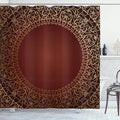 Ambesonne Maroon Shower Curtain, Vintage Frame with Eastern Motifs Traditional Retro Classic Art, Cloth Fabric Bathroom Decor Set with Hooks, 69" W x 75" L, Earth Yellow
