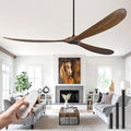Haipeel Wood Ceiling Fans without Lights, 84 Inch Extra Large Ceiling Fan no Light with Remote, High CFM Indoor Outdoor Ceiling Fan no Light 3 Blade Propeller for Patios Farmhouse Garage, Dark Walnut