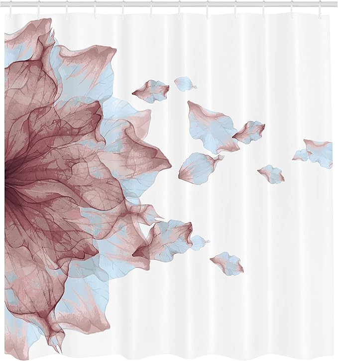 Ambesonne Flower Shower Curtain, Abstract Themed Modern Futuristic Image with Water Like Colored Artwork Print, Cloth Fabric Bathroom Decor Set with Hooks, 69" W x 84" L, Dried Rose