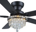 GJeg Crystal Ceiling Fan Fandelier with Lights-Ceiling Fans with Remote Control,Modern Ceiling Fan with Noiseless DC Reversible Motor,Dining Room,Living Room(52" Black)