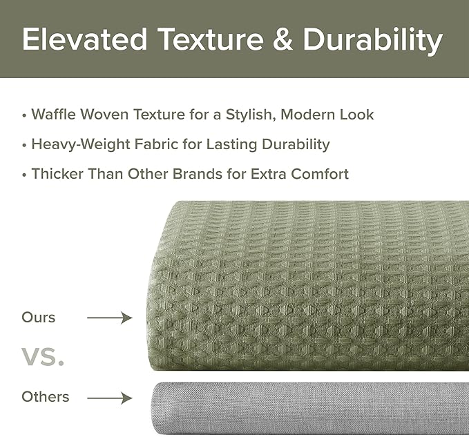 Madison Park Shower Curtain Waffle Weave, Vibrant Dyed, Waffle Shower Curtain 3M Scotchgard Moisture Management, Farmhouse Shower Curtains for Bathroom, Standard: 72x72 Sage Green