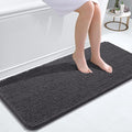 OLANLY Bathroom Runner Rugs 47x20, Soft Absorbent Chenille Bath Rugs, Rubber Backing Quick Dry, Machine Washable Long Bath Mats for Bathroom Floor, Tub and Shower, Home Decor Accessories, Dark Grey