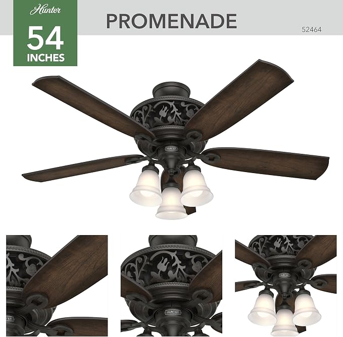 Hunter Promenade, Indoor, Ceiling Fan, Quiet, 54 inch, Brittany Bronze