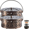 （2Pack,Bronze） Retro Portable Iron Mosquito Coil Holder with Handle Round Fireproof Incense Holder for Home Office.