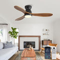 42 Inch Ceiling Fan with Light and Remote & APP Control, 3 Wooden Blades, 6 Wind Speeds, Quiet DC Motor, Indoor Flush Mount Ceiling Fan for Bedroom Living Room Farmhouse Patio