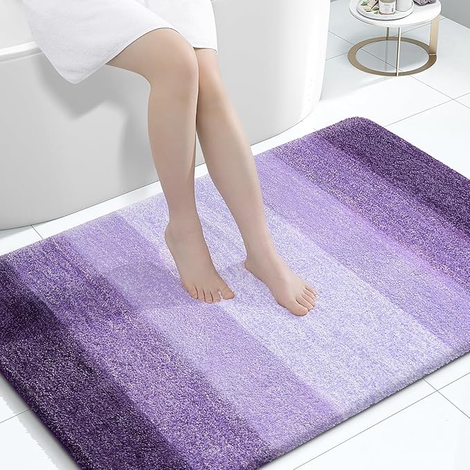 OLANLY Large Bathroom Rugs Mat 44x32, Extra Soft Absorbent Microfiber Bath Rugs, Rubber Backing, Quick Dry, Machine Washable Bath Mat for Bathroom Floor, Tub and Shower, Home Decor Accessories, Violet